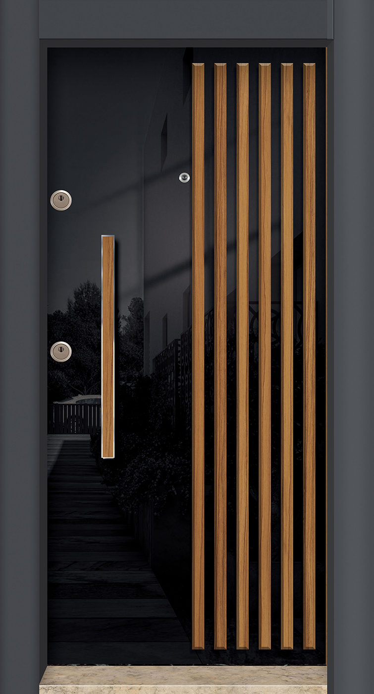 PVC kabartma yüzey çelik kapı