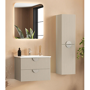 FYM, Mat lake yüzeyli,  Seramik lavabolu banyo dolabı Gloria 60